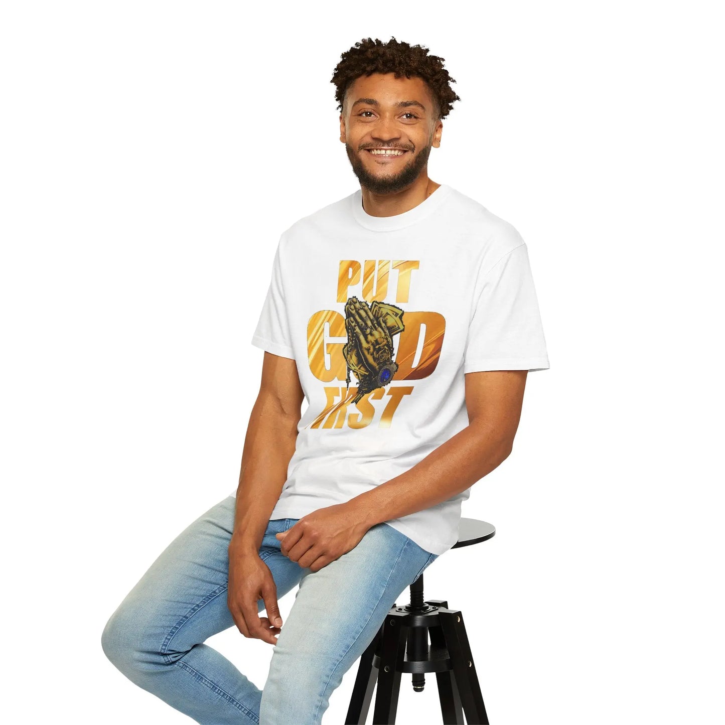 Put God First Unisex Garment-Dyed T-Shirt Printify