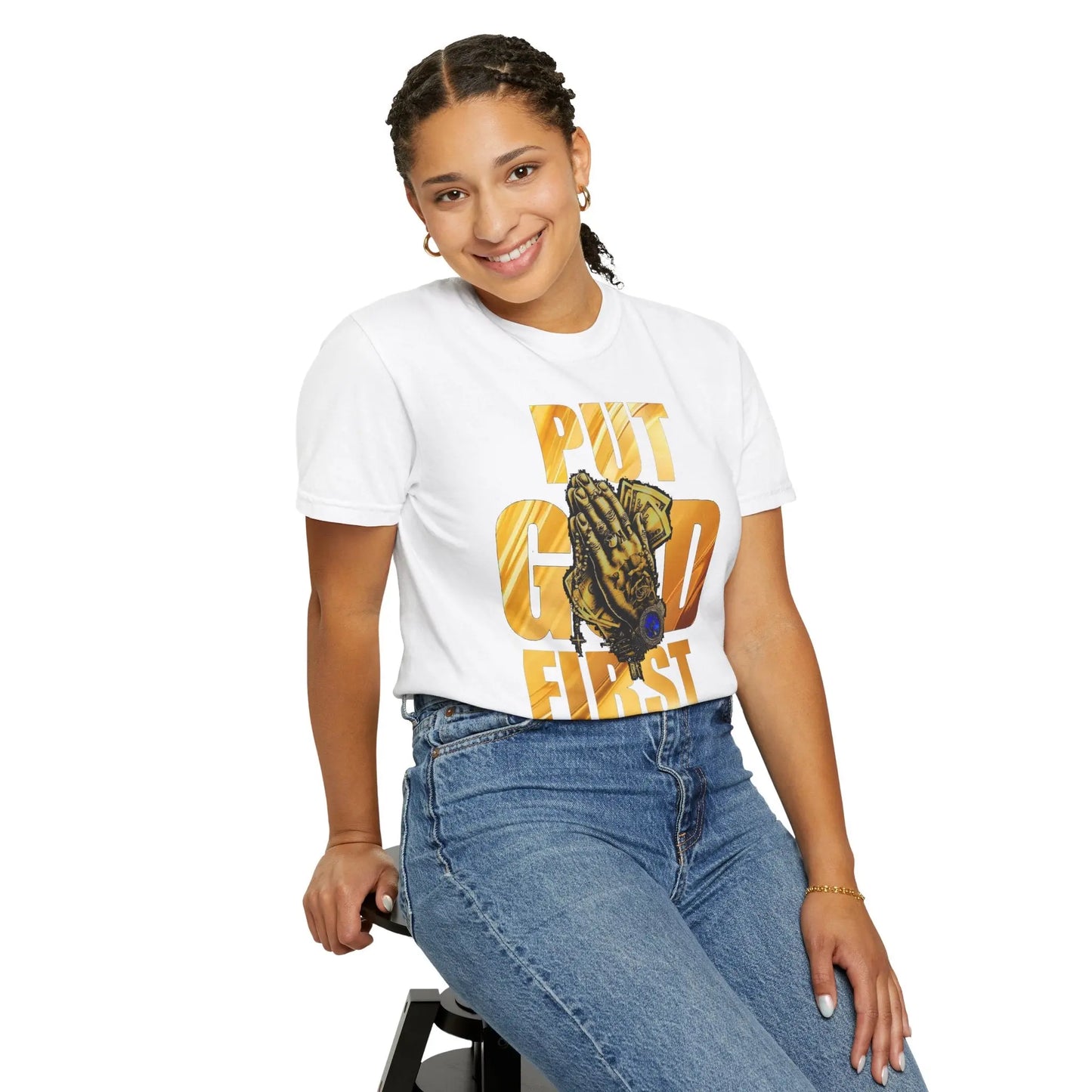 Put God First Unisex Garment-Dyed T-Shirt Printify