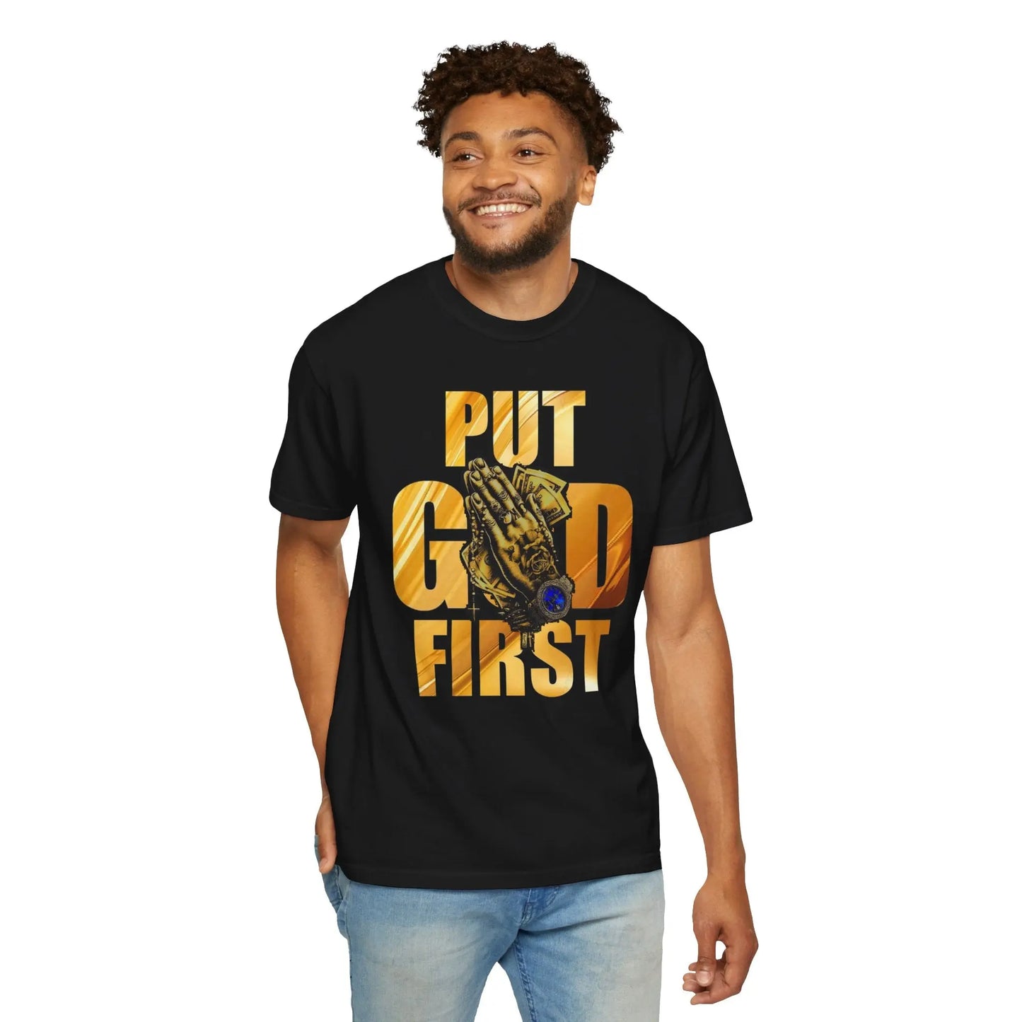 Put God First Unisex Garment-Dyed T-Shirt Printify