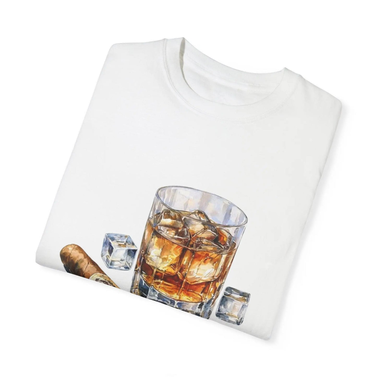 Unisex Garment-Dyed T-shirt with Whiskey and Cigar Design - Perfect for Relaxation and Gatherings Printify
