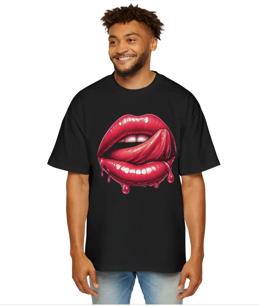 T-shirt With Red Design Lips C.J Luxe Store