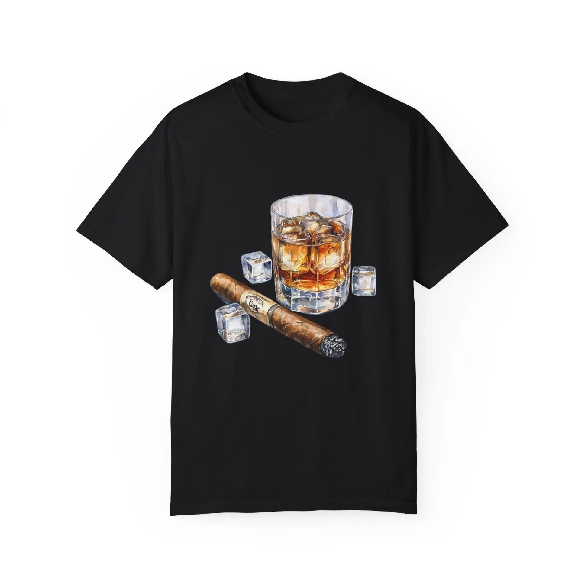 Unisex Garment-Dyed T-shirt with Whiskey and Cigar Design - Perfect for Relaxation and Gatherings Printify