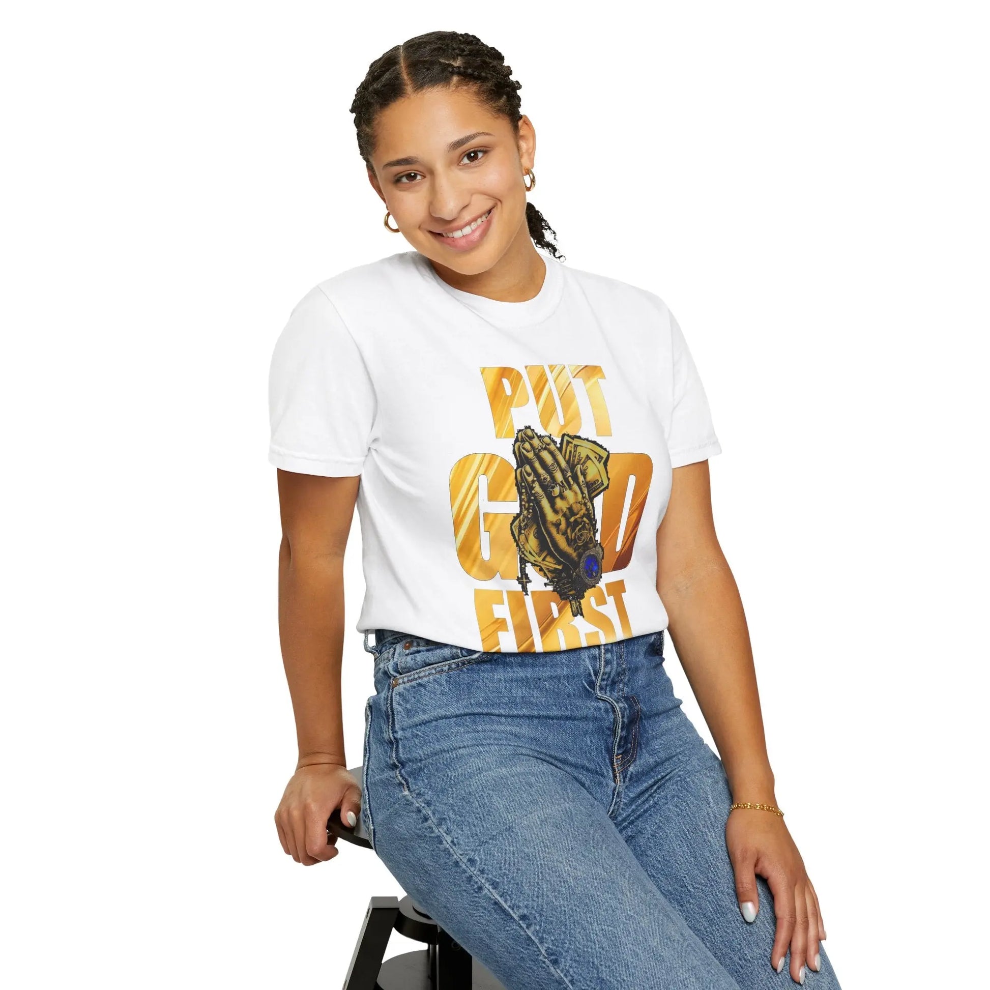 Put God First Unisex Garment-Dyed T-Shirt Printify