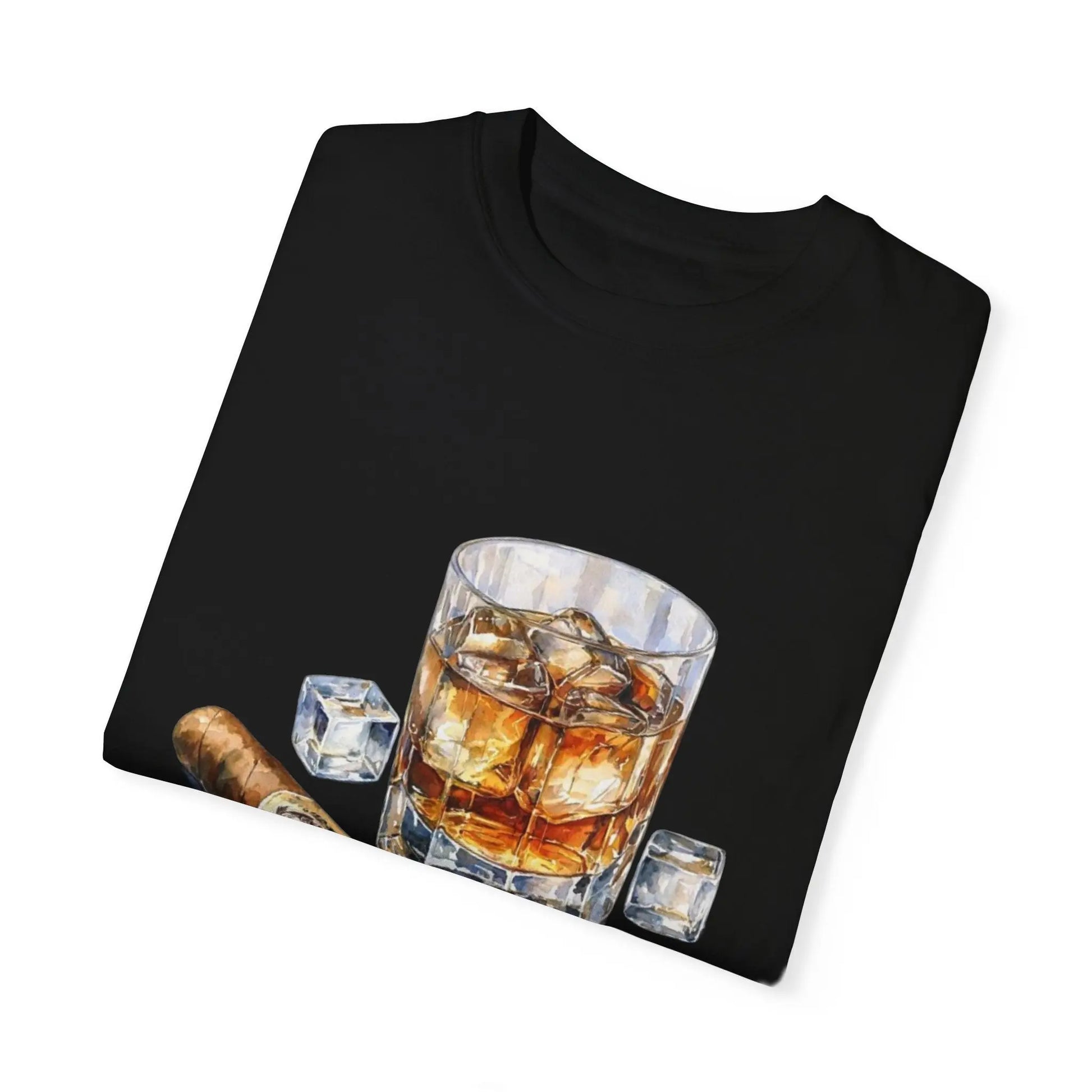 Unisex Garment-Dyed T-shirt with Whiskey and Cigar Design - Perfect for Relaxation and Gatherings Printify