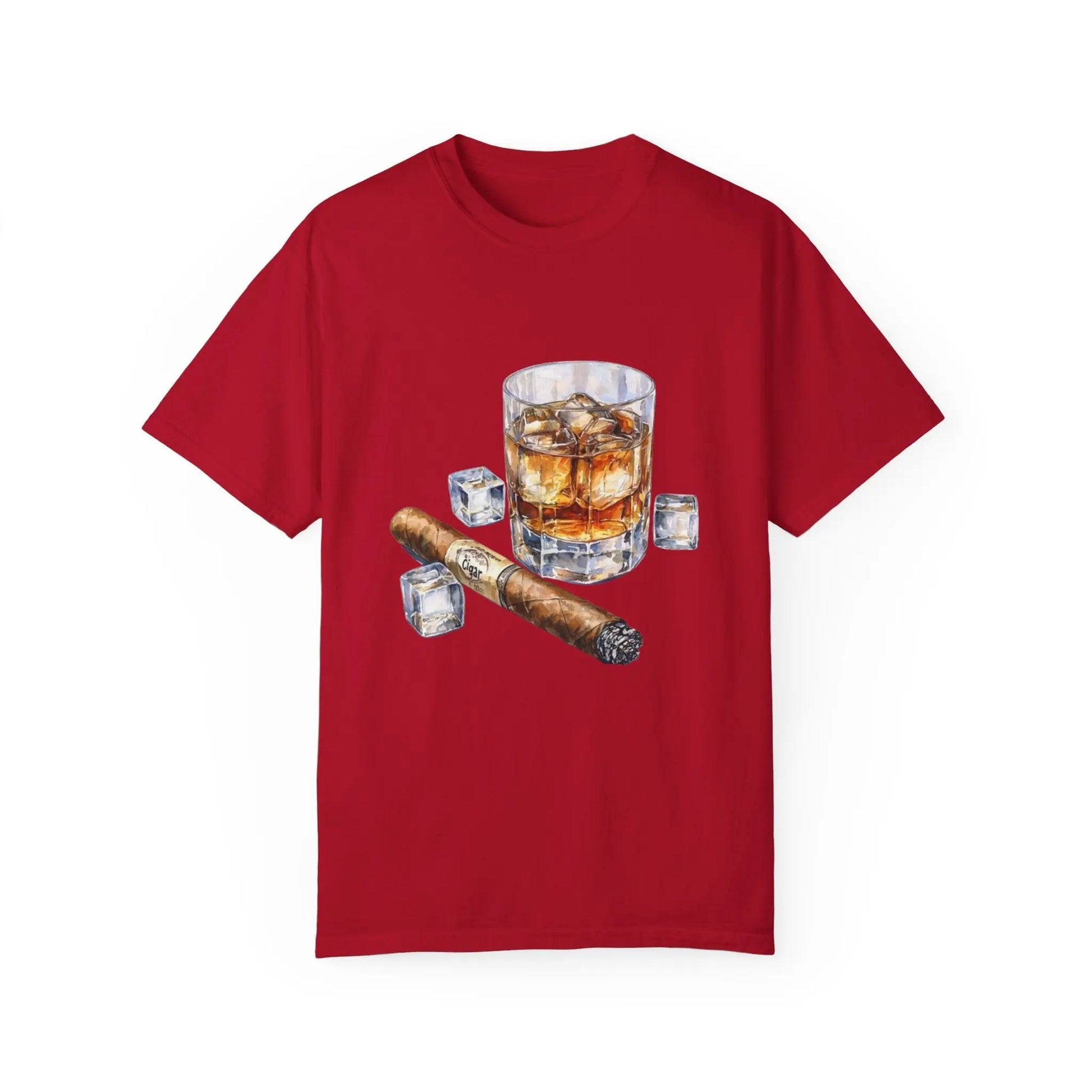 Unisex Garment-Dyed T-shirt with Whiskey and Cigar Design - Perfect for Relaxation and Gatherings Printify