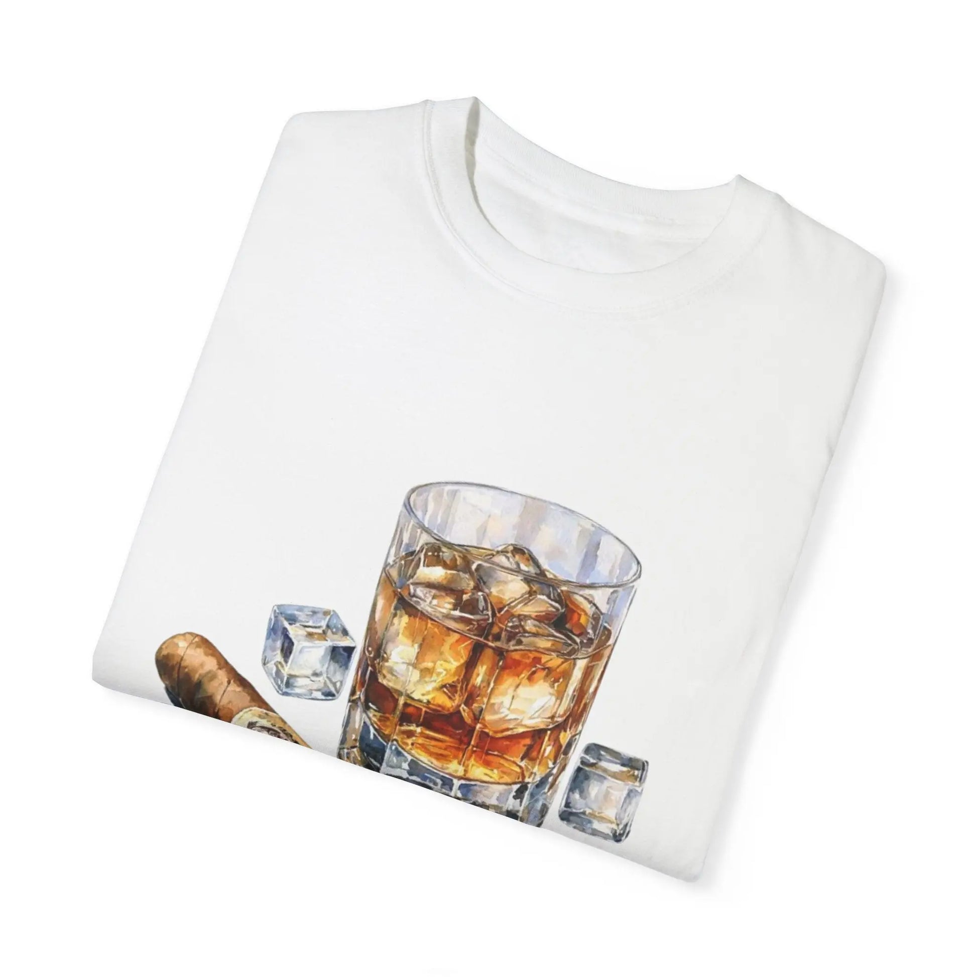 Unisex Garment-Dyed T-shirt with Whiskey and Cigar Design - Perfect for Relaxation and Gatherings Printify