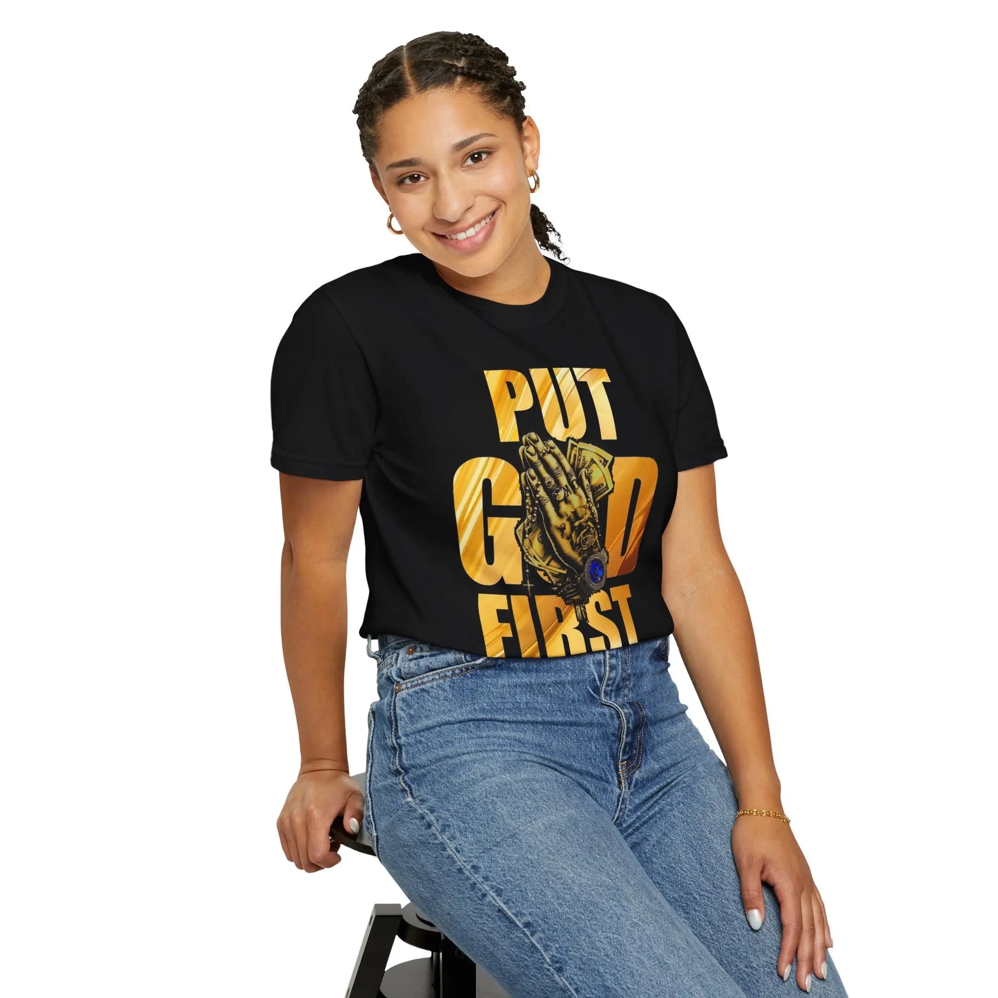 Put God First Unisex Garment-Dyed T-Shirt Printify